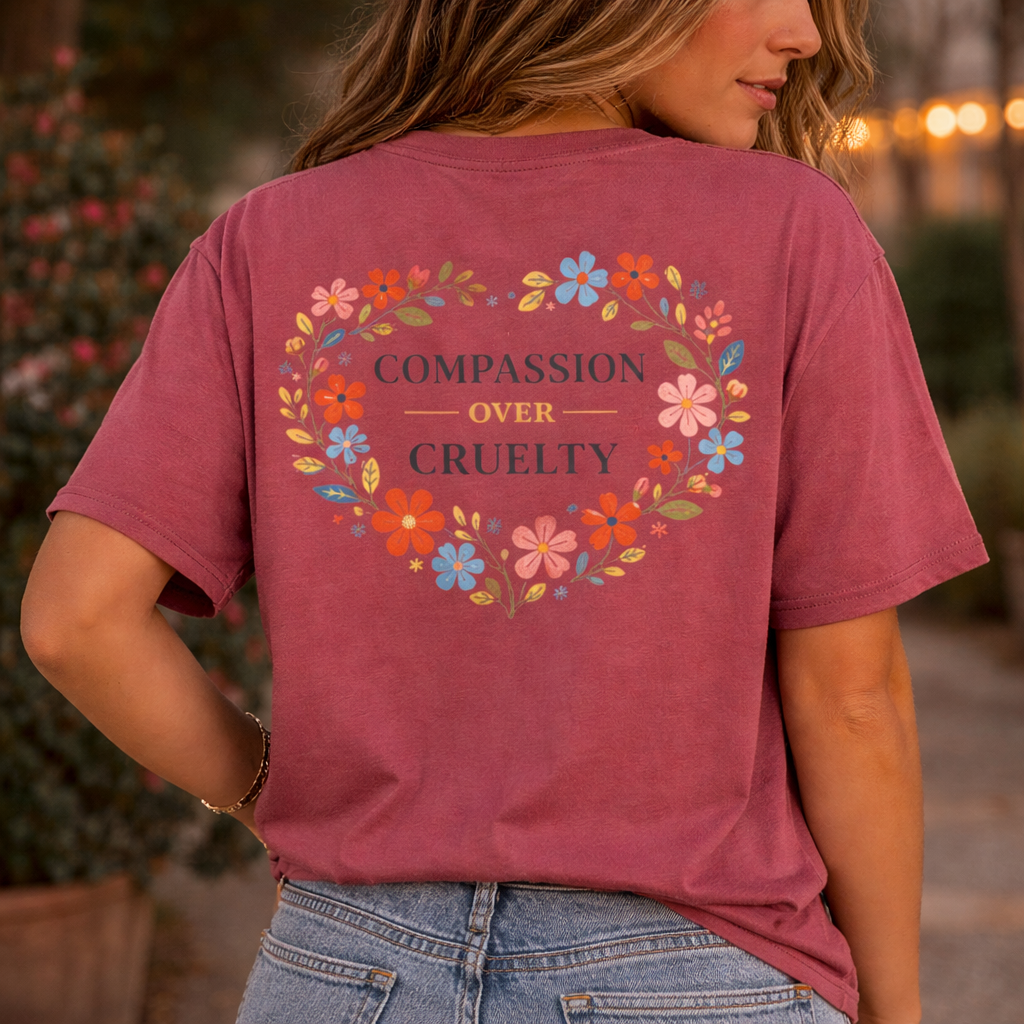 Compassion Over Cruelty Floral Heart T-Shirt